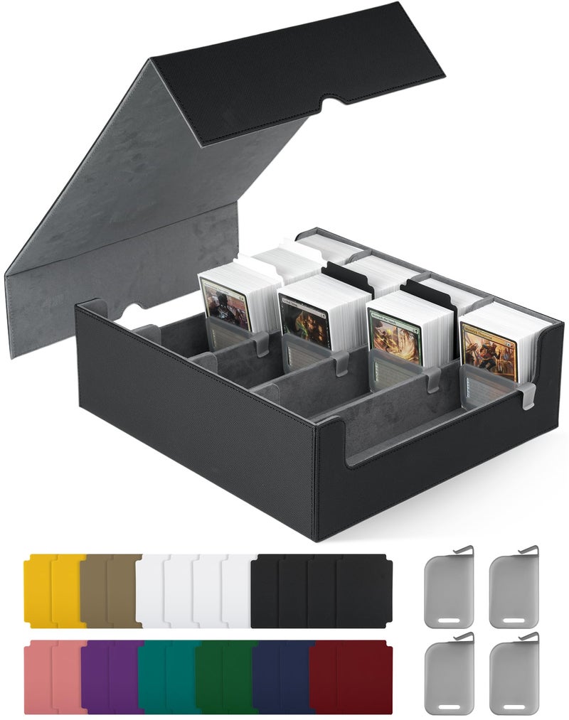 ZLCA Card Storage Box for MTG PTCG  Commander Deck Box Holds 2400+ Cards  Card Storage Case with 4 Stoppers  Card Organizer for TCG Sport Cards(Black) - Image 1